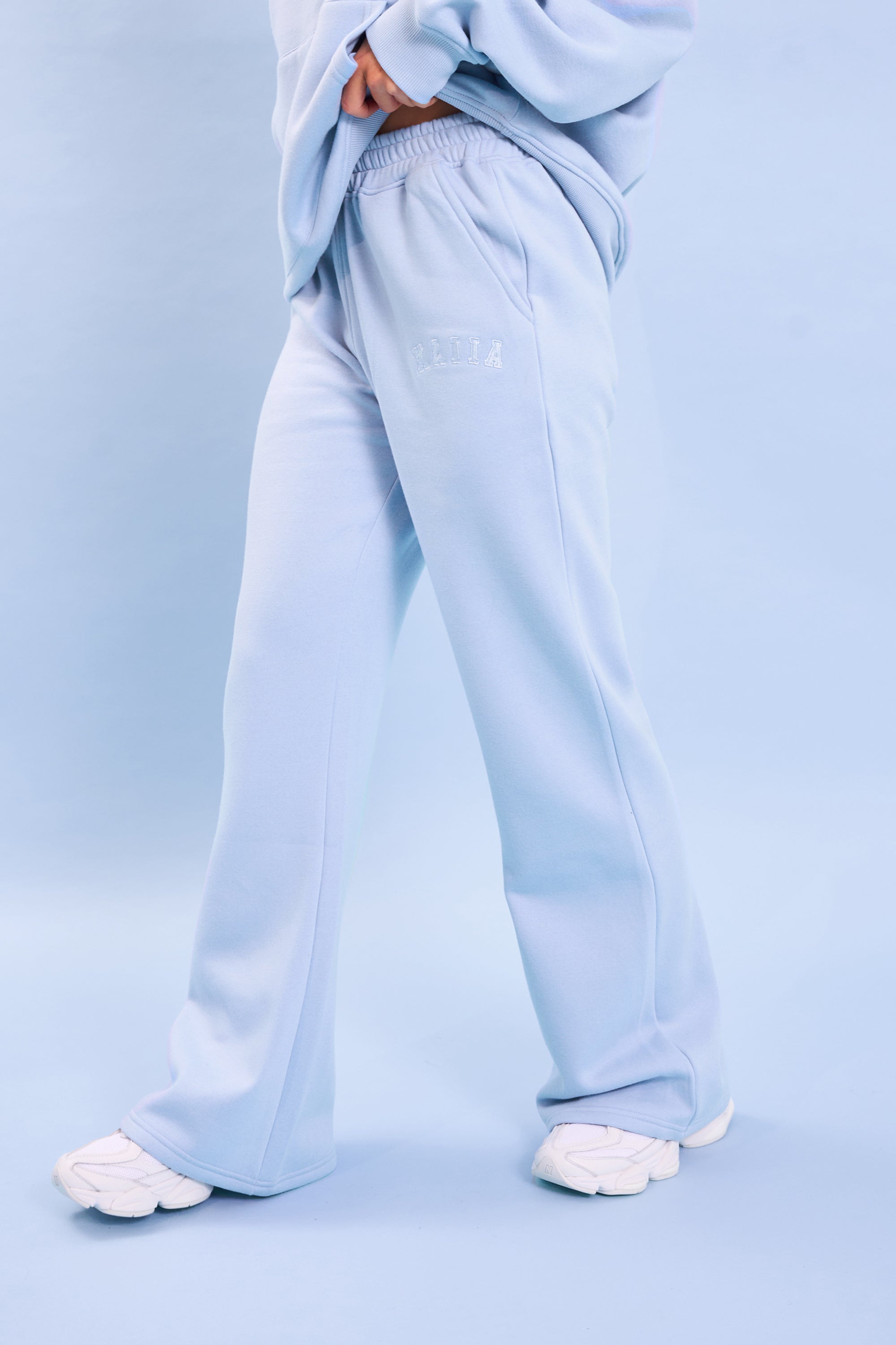 Kaiia Logo Wide Leg Sweat Pants Light Blue