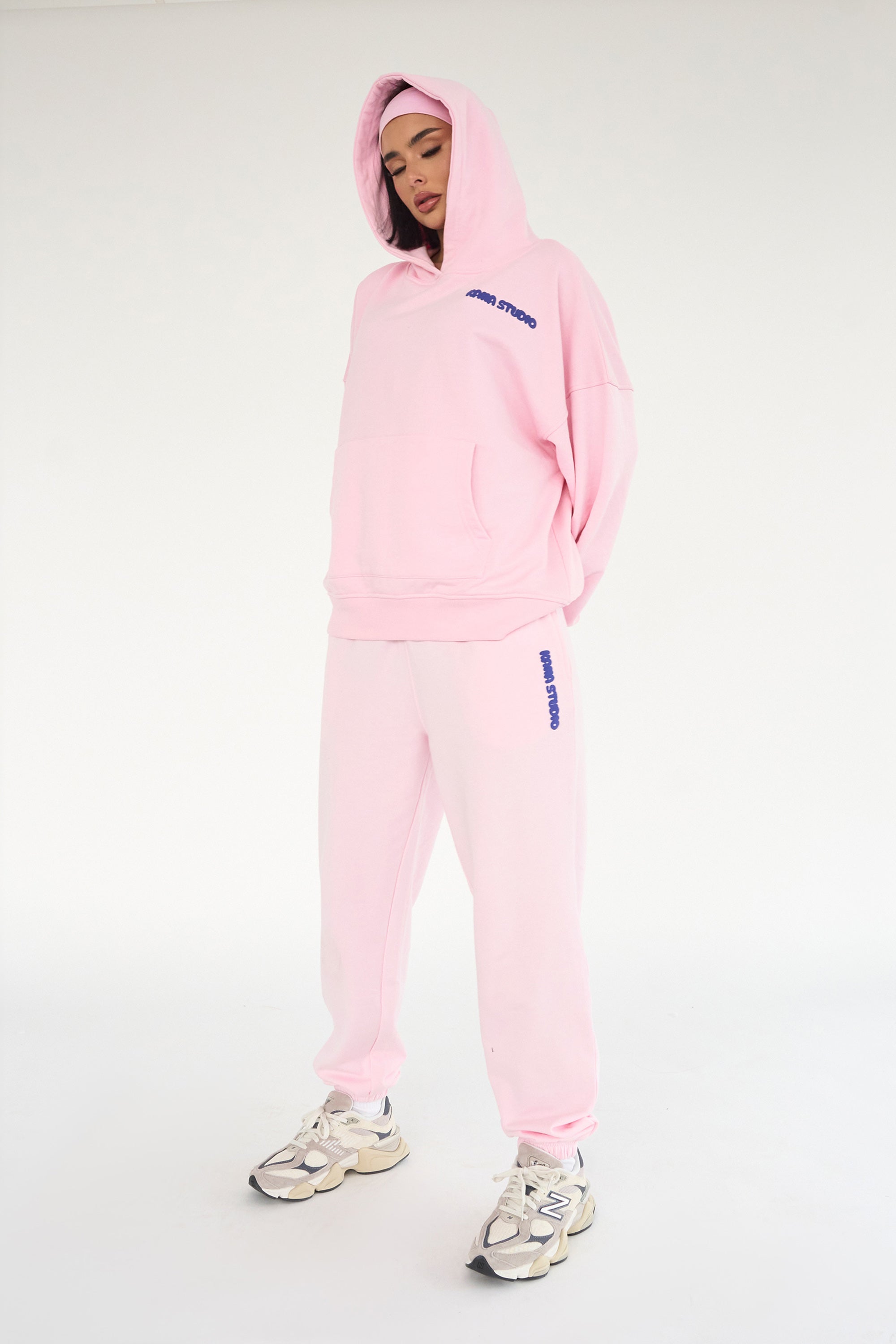 Kaiia Studio Bubble Logo Cuffed Joggers Baby Pink & Blue