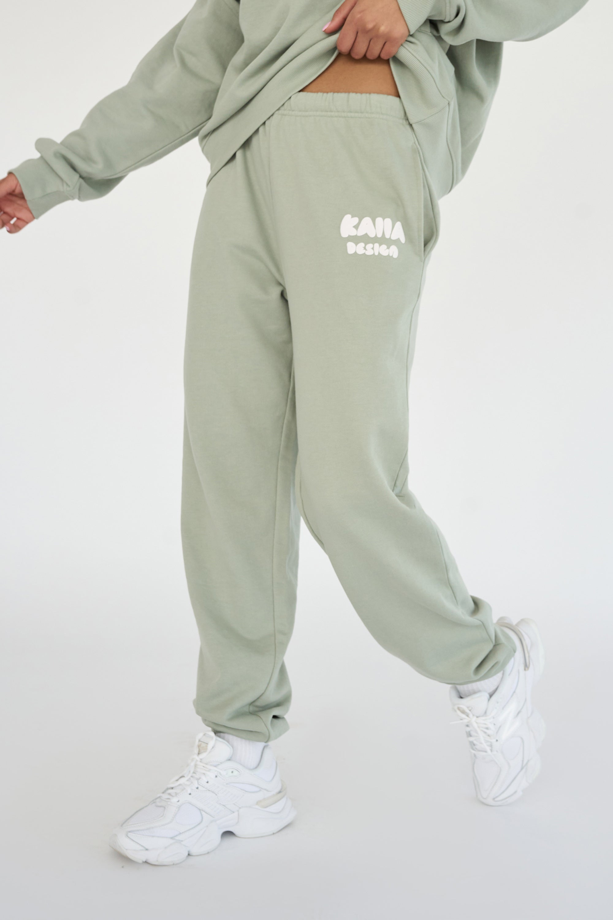 Kaiia Design Bubble Logo Cuffed Joggers Sage Green