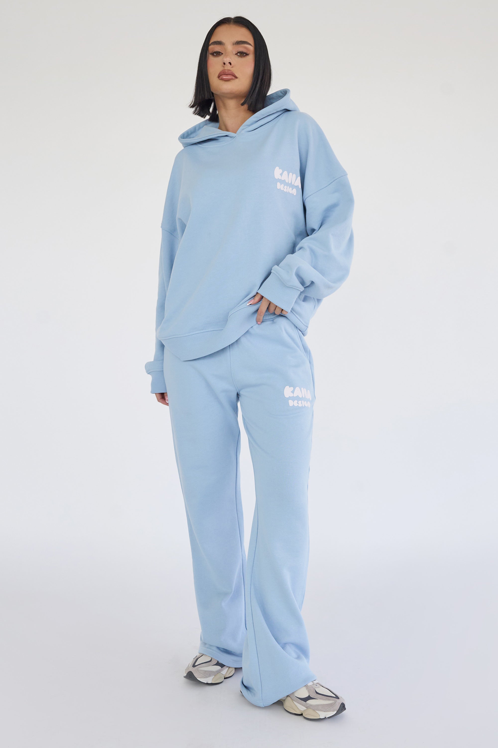 Kaiia Design Bubble Logo Wide Leg Sweat Pants Baby Blue