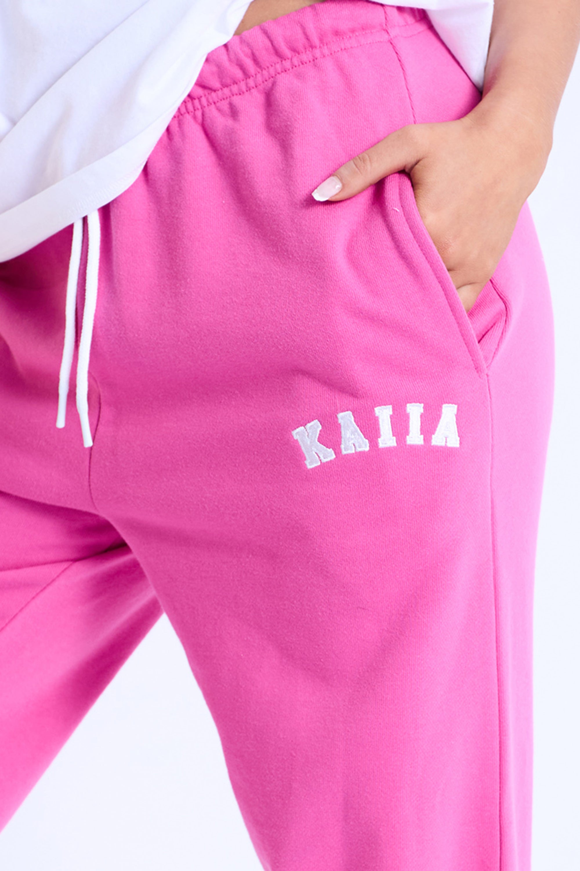 Kaiia Logo Cuffed Joggers Hot Pink