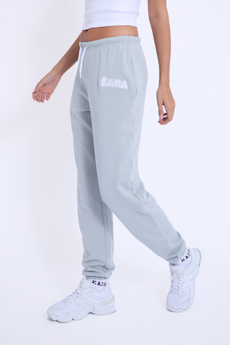 Kaiia Design Embroidered Bubble Logo Cuffed Joggers Foam Blue