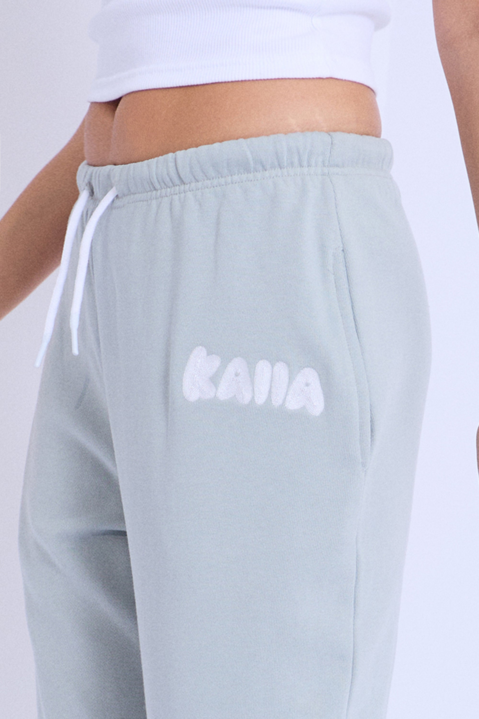 Kaiia Design Embroidered Bubble Logo Cuffed Joggers Foam Blue