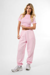 Kaiia Logo Cuffed Joggers Baby Pink