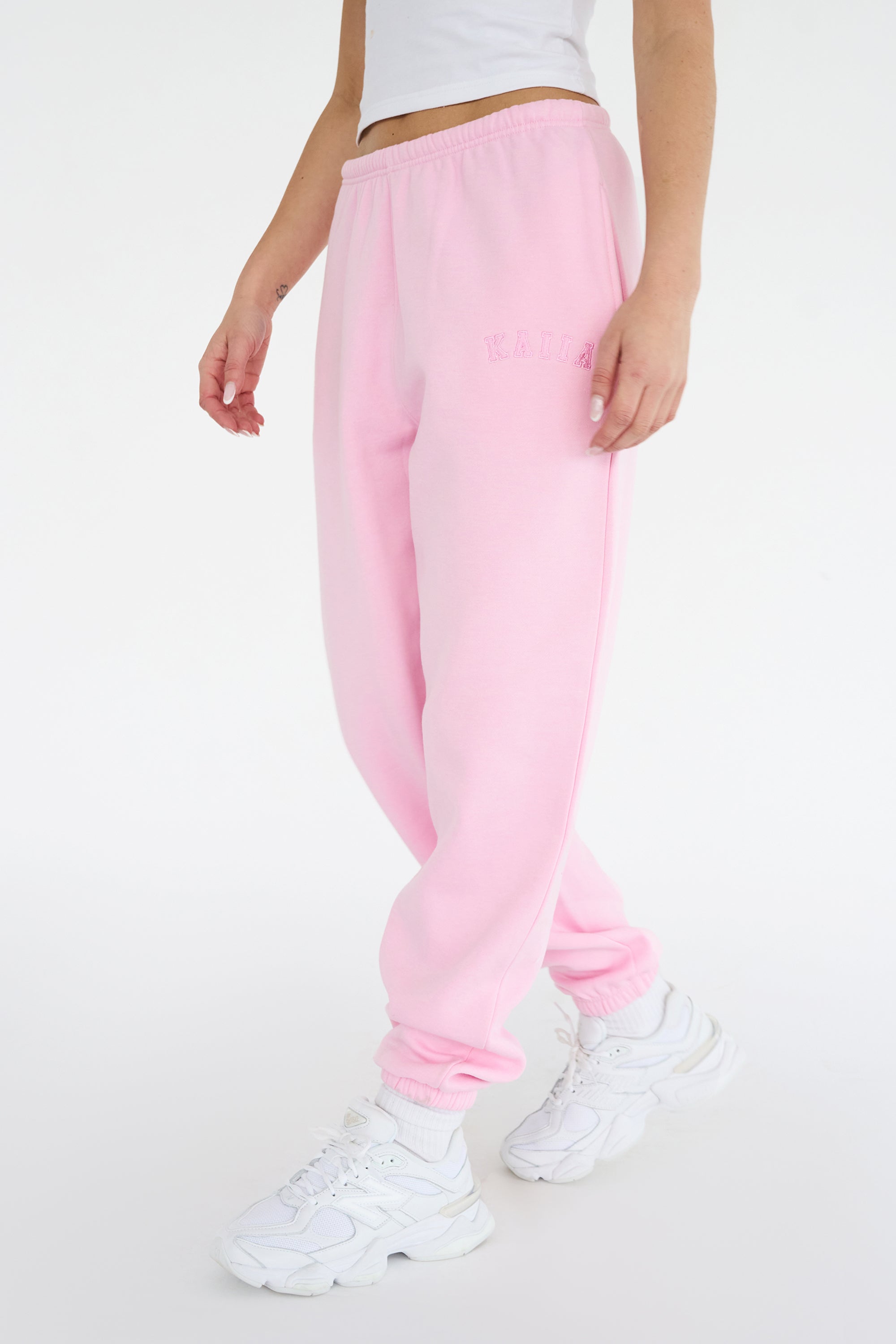 Kaiia Logo Cuffed Joggers Baby Pink