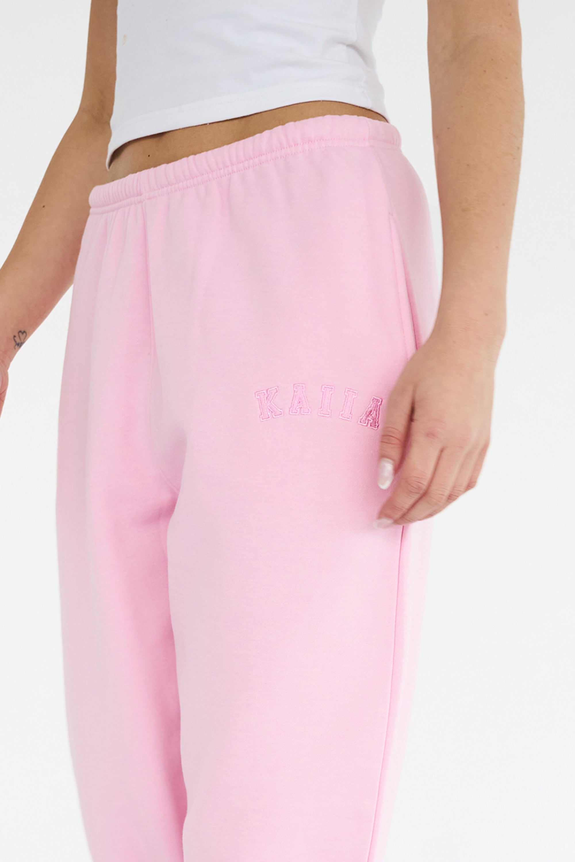 Kaiia Logo Cuffed Joggers Baby Pink