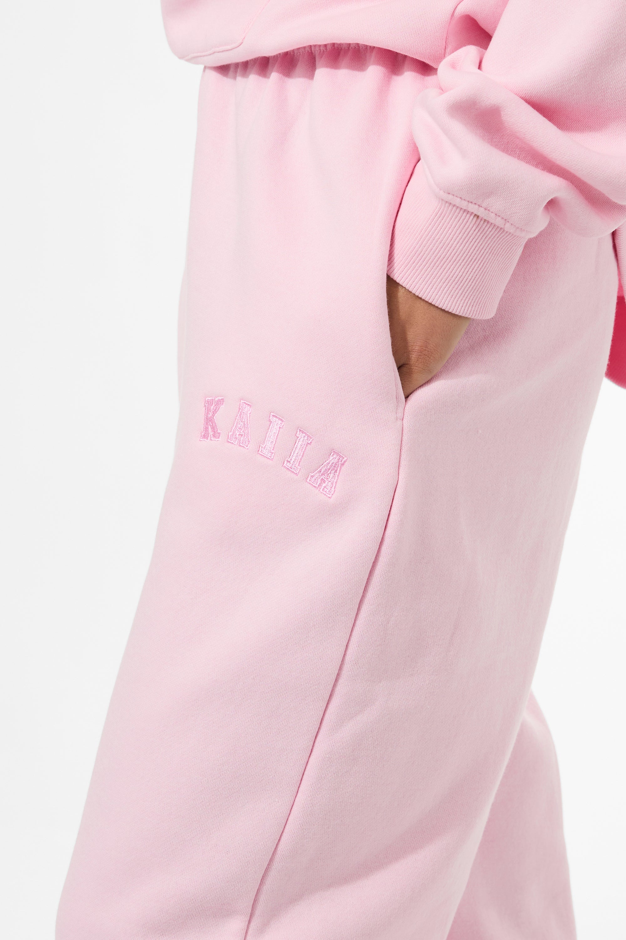 Kaiia Logo Cuffed Joggers Baby Pink