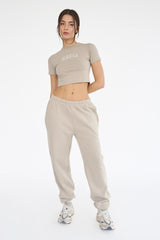 Kaiia Logo Cuffed Joggers Stone