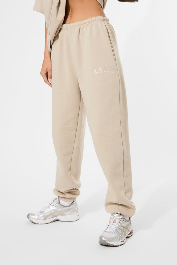 Kaiia Logo Cuffed Joggers Stone