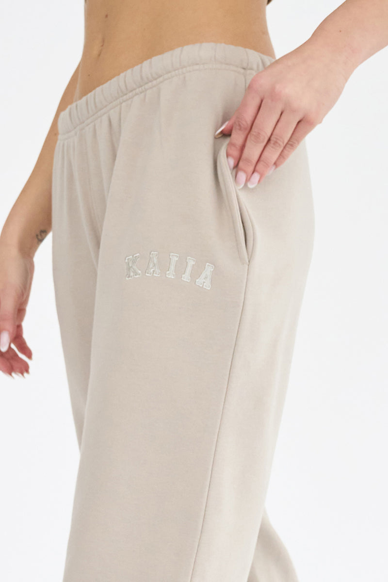 Kaiia Logo Cuffed Joggers Stone