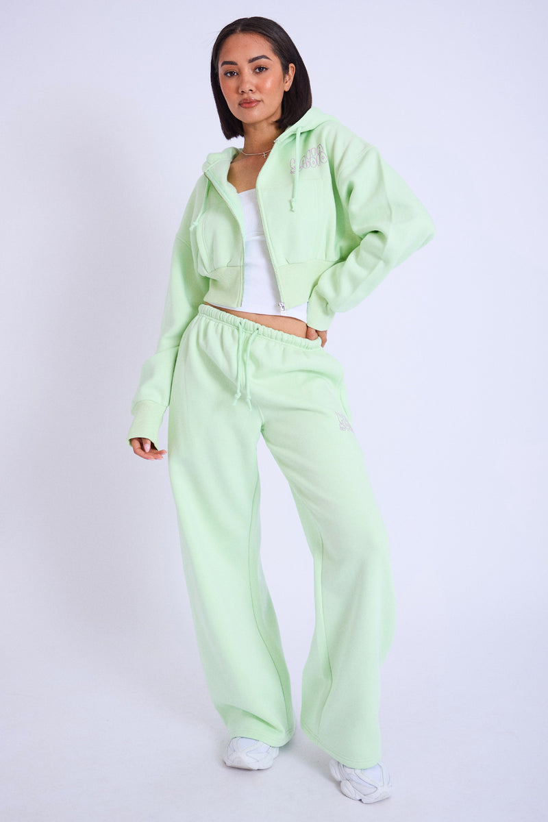 Kaiia Studio Bubble Logo Wide Leg Joggers Lime & Lilac