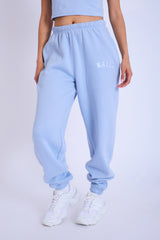 Kaiia Logo Cuffed Joggers Light Blue