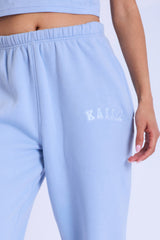 Kaiia Logo Cuffed Joggers Light Blue