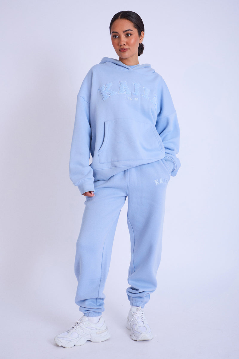 Kaiia Logo Cuffed Joggers Light Blue