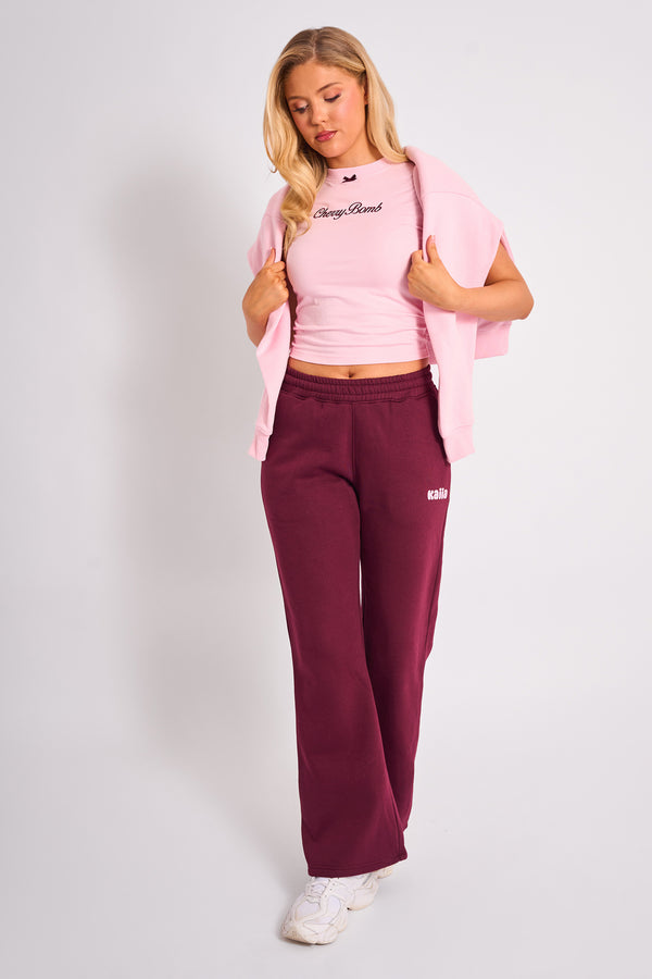 Kaiia Wide Leg Joggers Plum & Pink