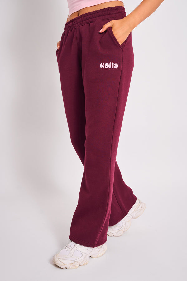 Kaiia Wide Leg Joggers Plum & Pink