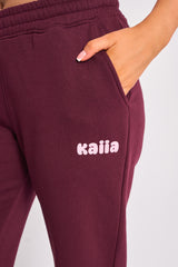 Kaiia Wide Leg Joggers Plum & Pink