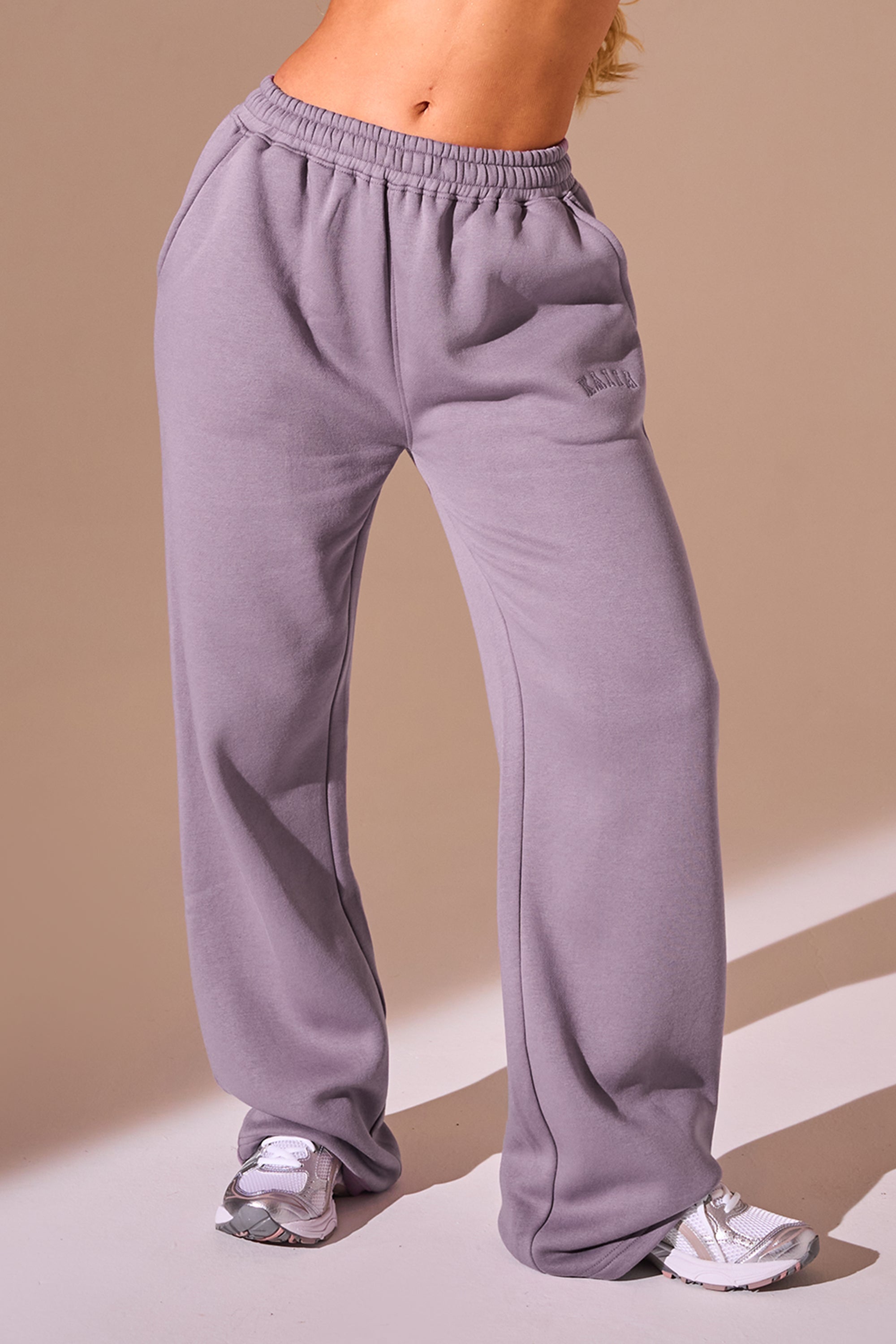 Kaiia Logo Wide Leg Joggers Mauve