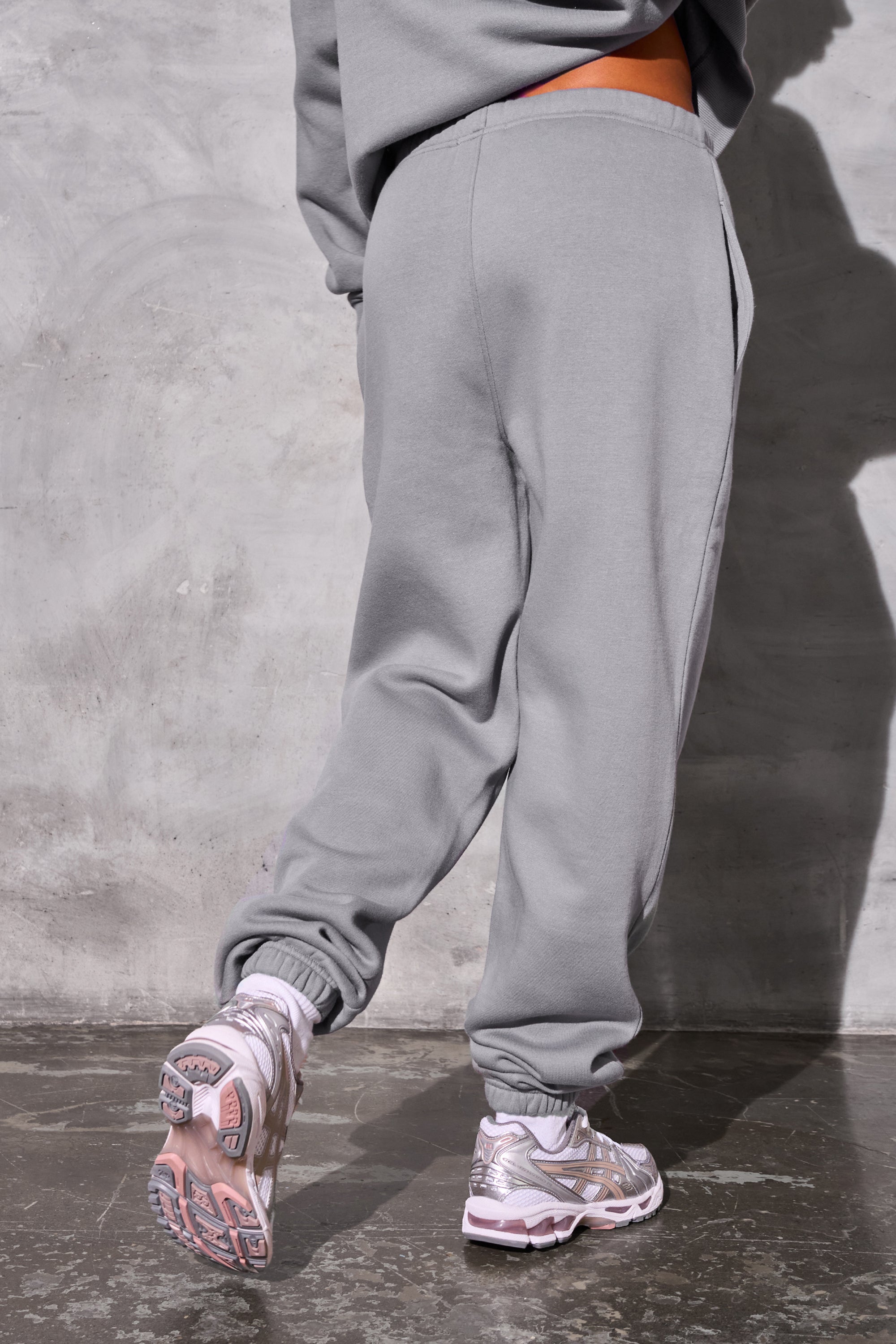 Kaiia Logo Cuffed Joggers Dove Grey