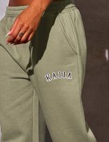 Kaiia Logo Wide Leg Joggers Khaki