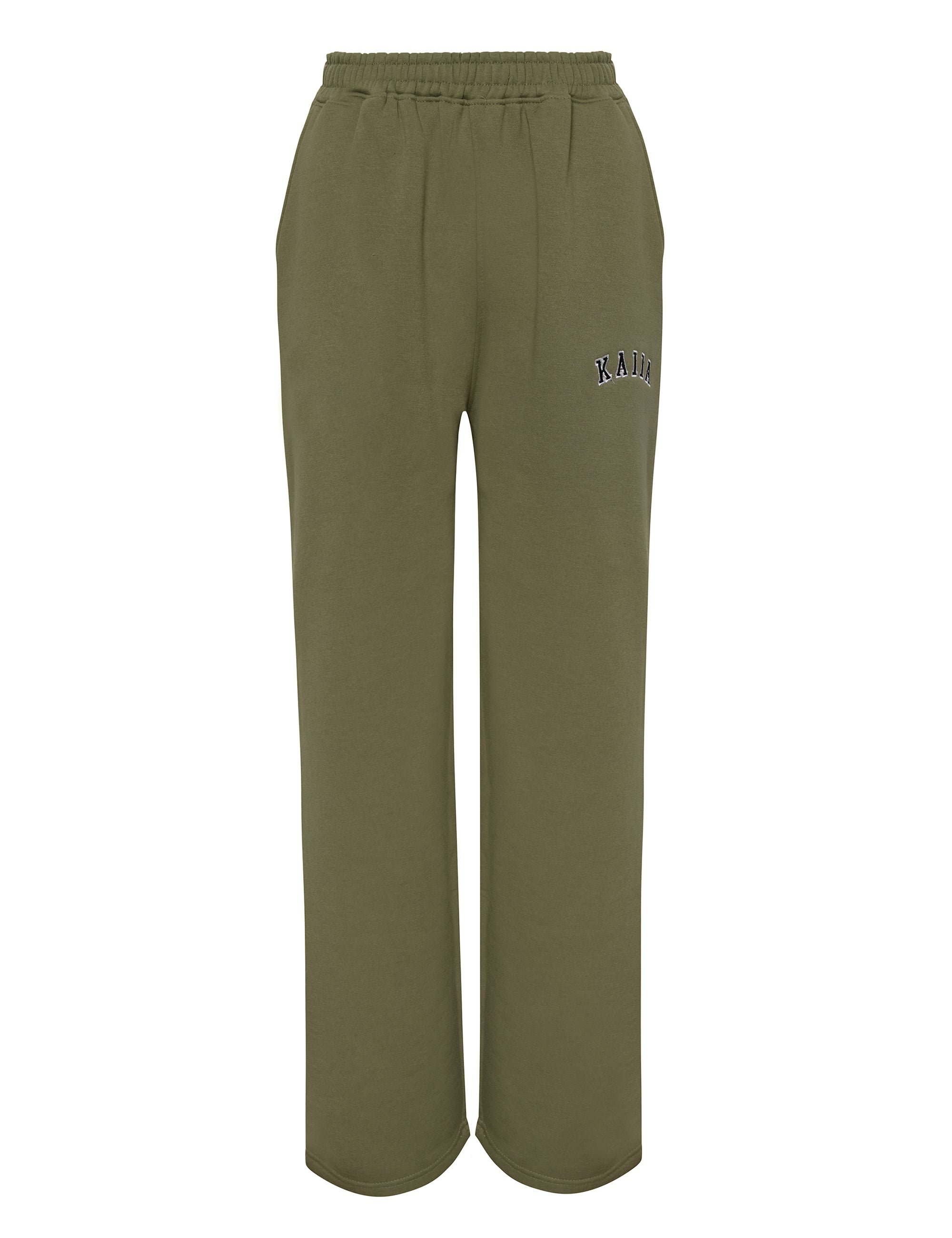 Kaiia Logo Wide Leg Joggers Khaki