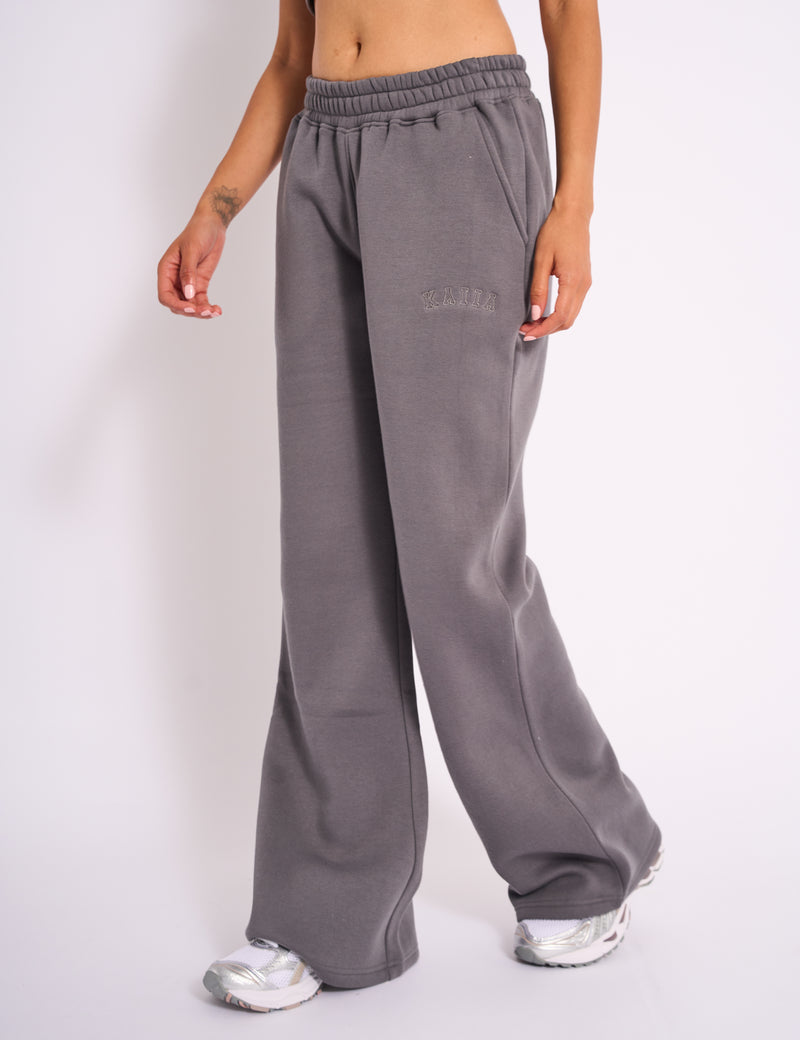 Kaiia Logo Straight Leg Joggers Slate Grey