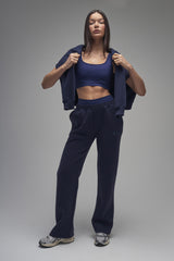 Kaiia Logo Wide Leg Sweat Pants Navy