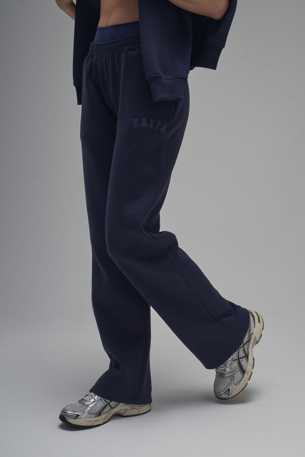 Kaiia Logo Wide Leg Sweat Pants Navy