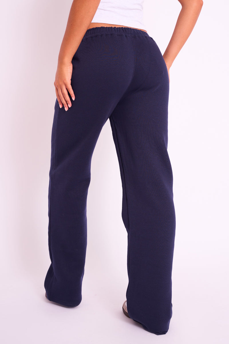 Kaiia Logo Wide Leg Sweat Pants Navy