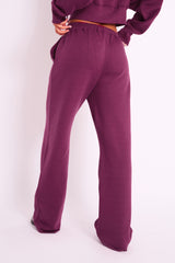 Kaiia Logo Wide Leg Joggers Burgundy