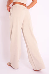 Kaiia Logo Wide Leg Joggers Sand