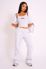 Kaiia Studio Bubble Logo Wide Leg Jogger Grey Marl