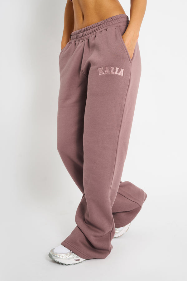 Kaiia Logo Wide Leg Joggers Rose