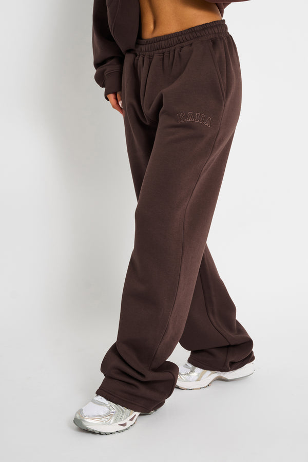 Kaiia Logo Wide Leg Joggers Mocha