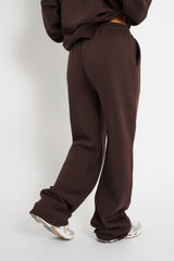 Kaiia Logo Wide Leg Joggers Mocha