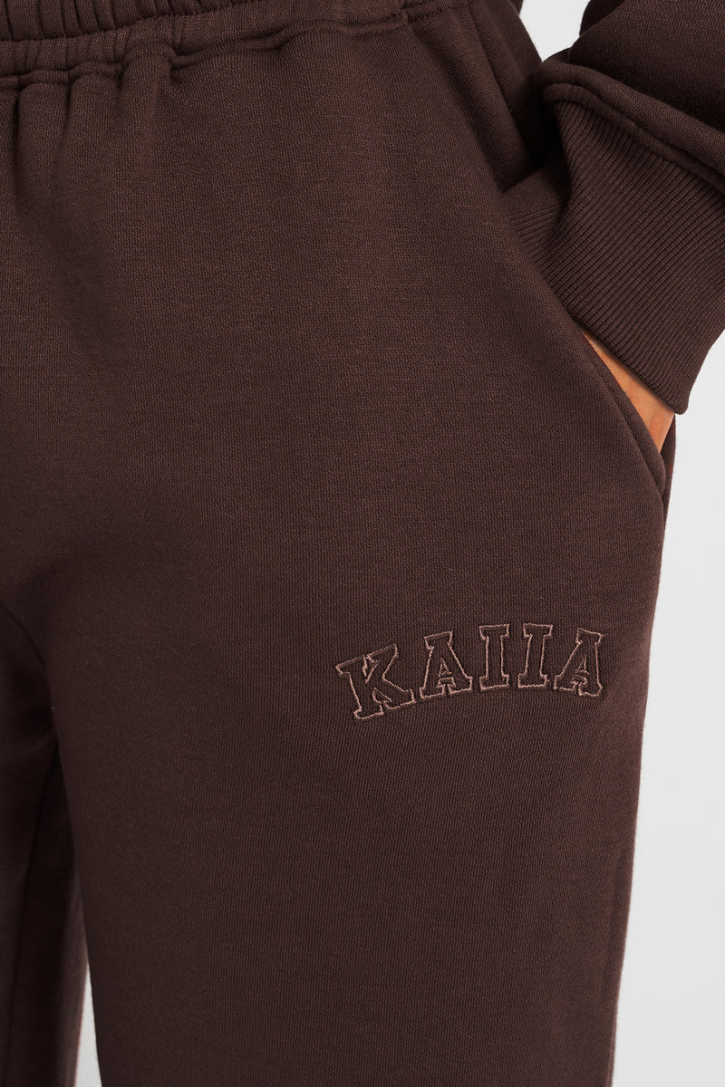 Kaiia Logo Wide Leg Joggers Mocha