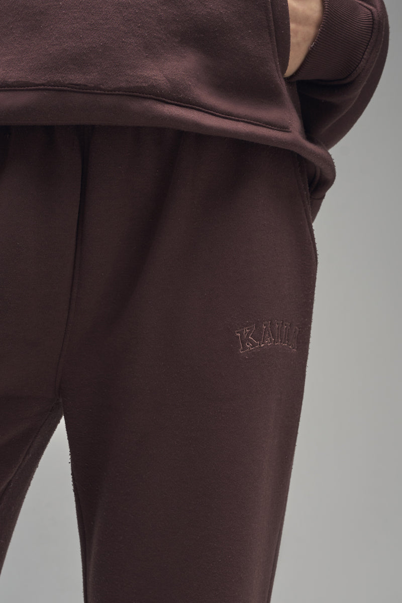 Kaiia Logo Wide Leg Joggers Mocha