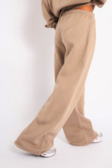 Kaiia Logo Wide Leg Joggers Latte