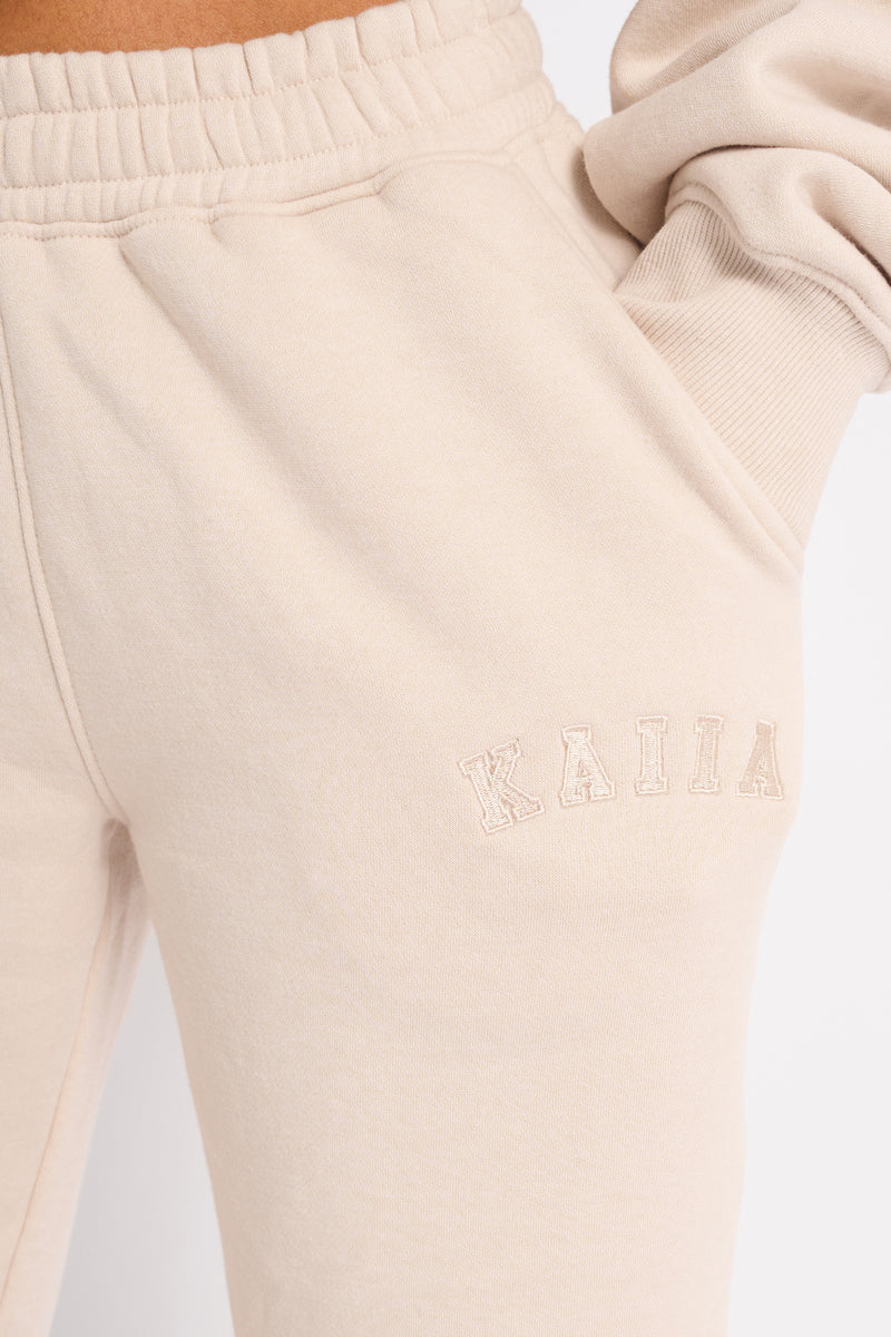 Kaiia Logo Wide Leg Joggers Cream