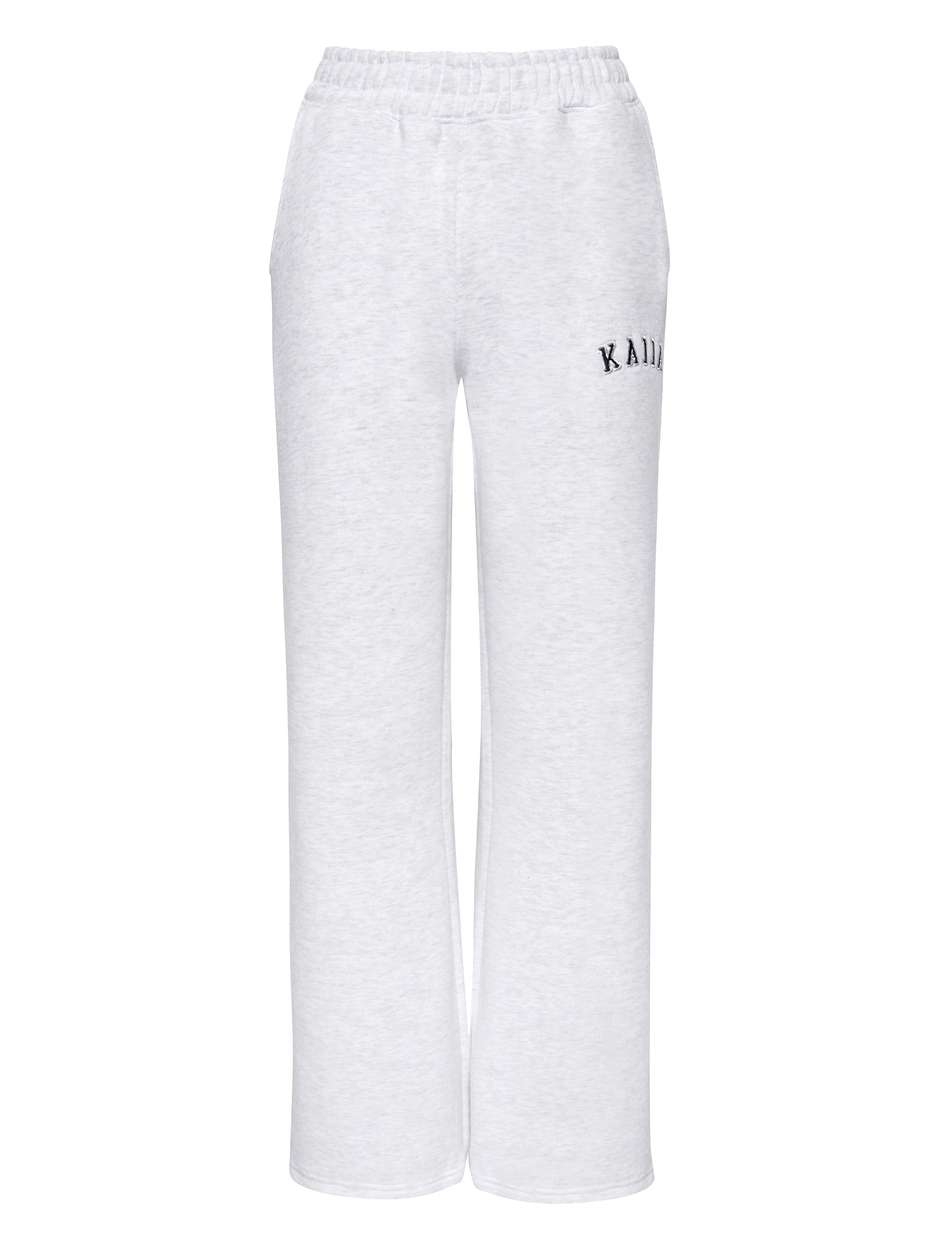 Kaiia Logo Wide Leg Joggers Light Grey Marl & Black