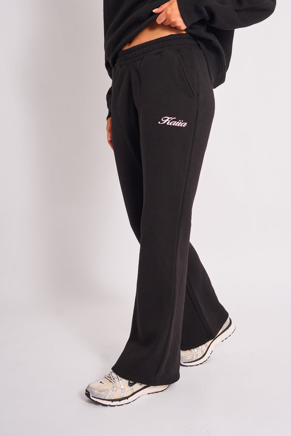 Kaiia Wide Leg Joggers Black & Pink