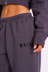 Kaiia Logo Cuffed Joggers Dark Grey