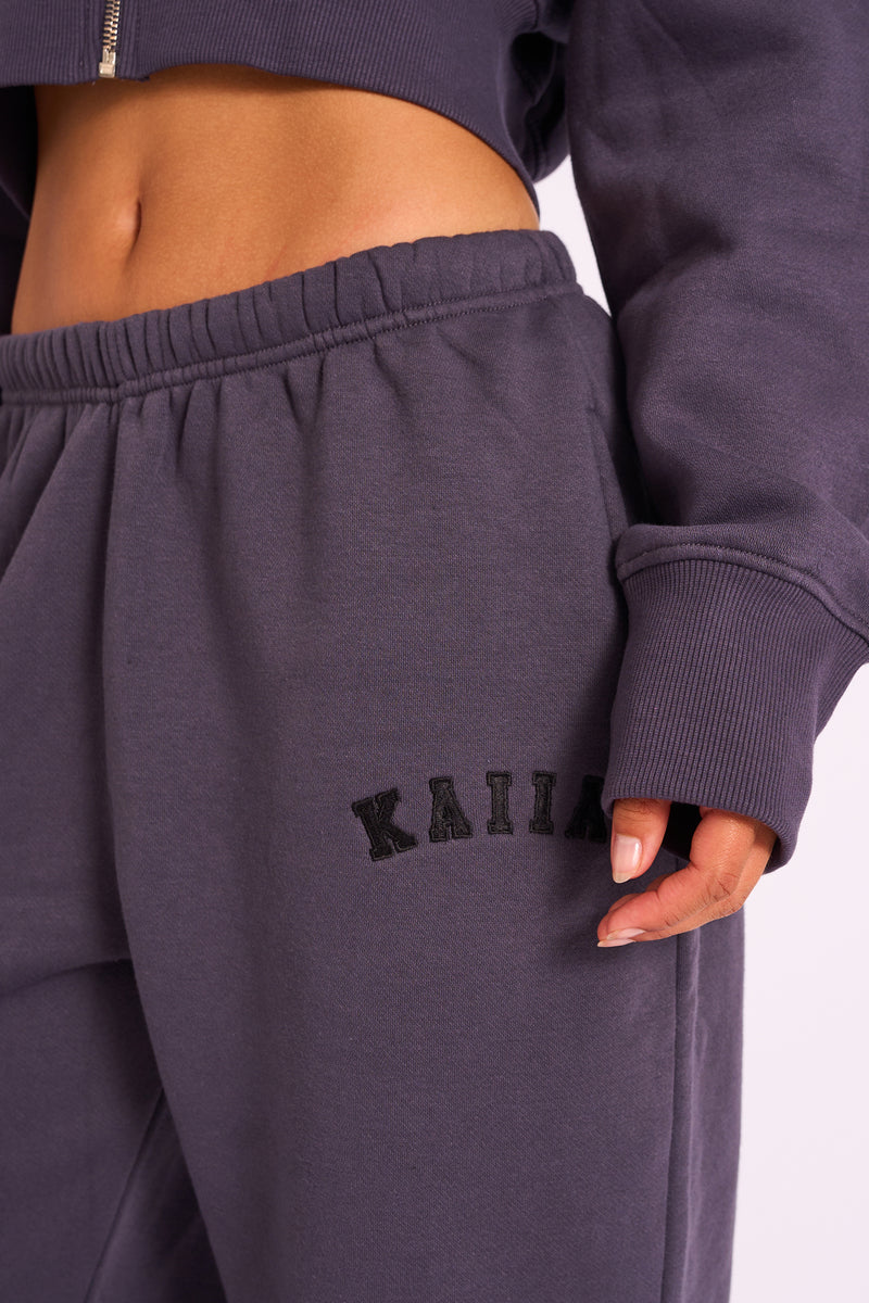 Kaiia Logo Cuffed Joggers Dark Grey