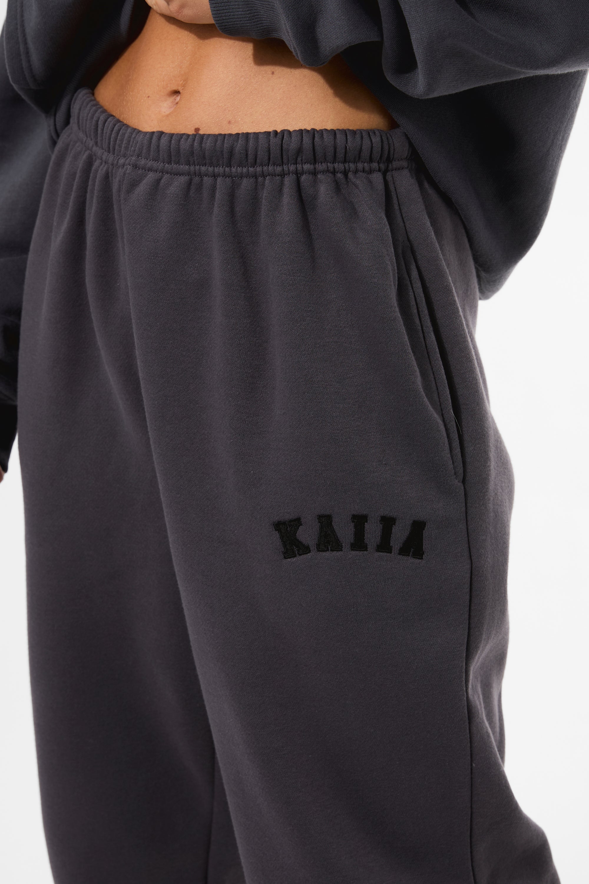 Kaiia Logo Cuffed Joggers Dark Grey