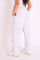 Kaiia Logo Cuffed Joggers Light Grey Marl