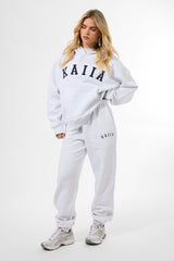 Kaiia Logo Cuffed Joggers Light Grey Marl