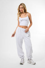 Kaiia Logo Cuffed Joggers Light Grey Marl