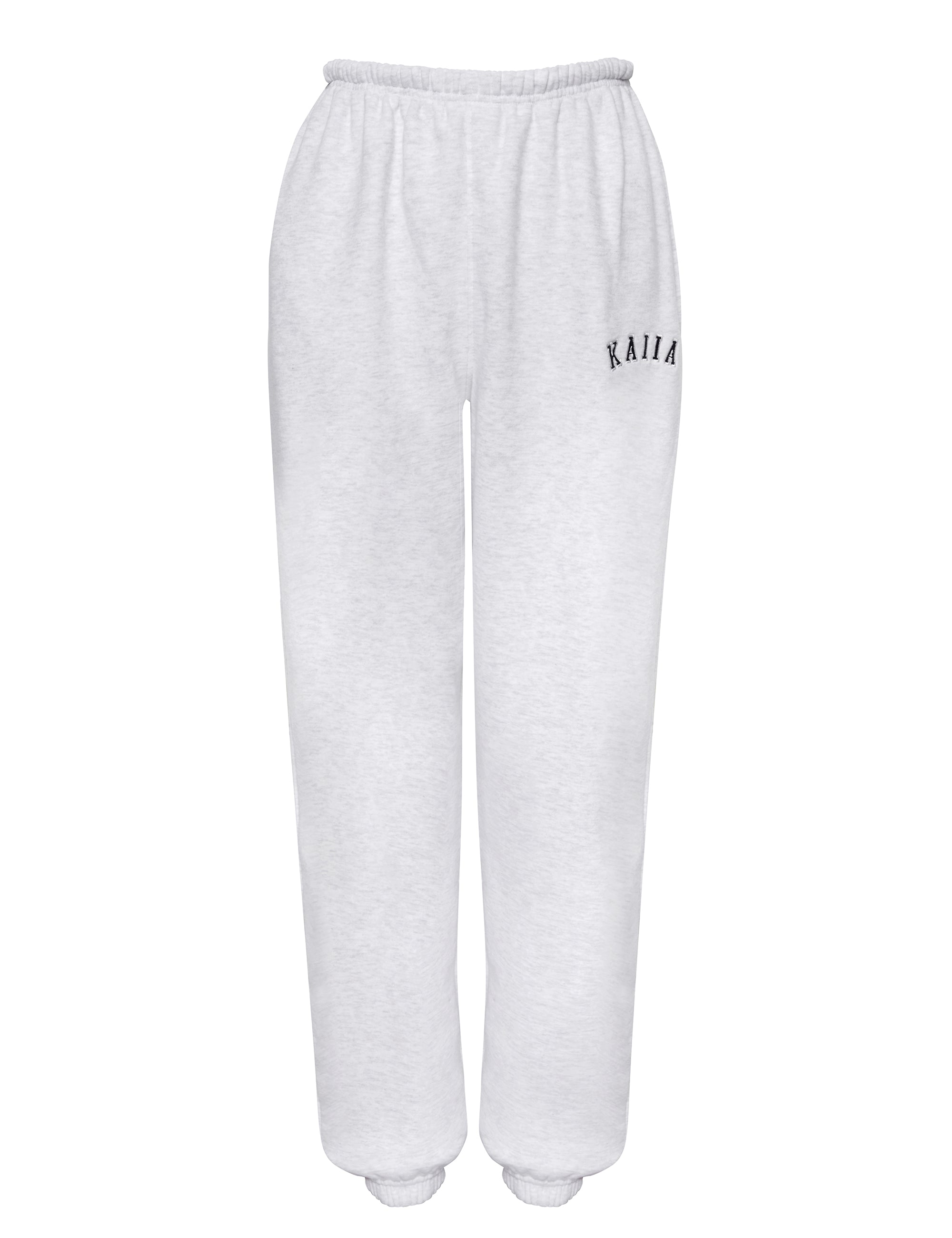 Kaiia Logo Cuffed Joggers Light Grey Marl