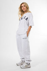 Kaiia Logo Cuffed Joggers Light Grey Marl