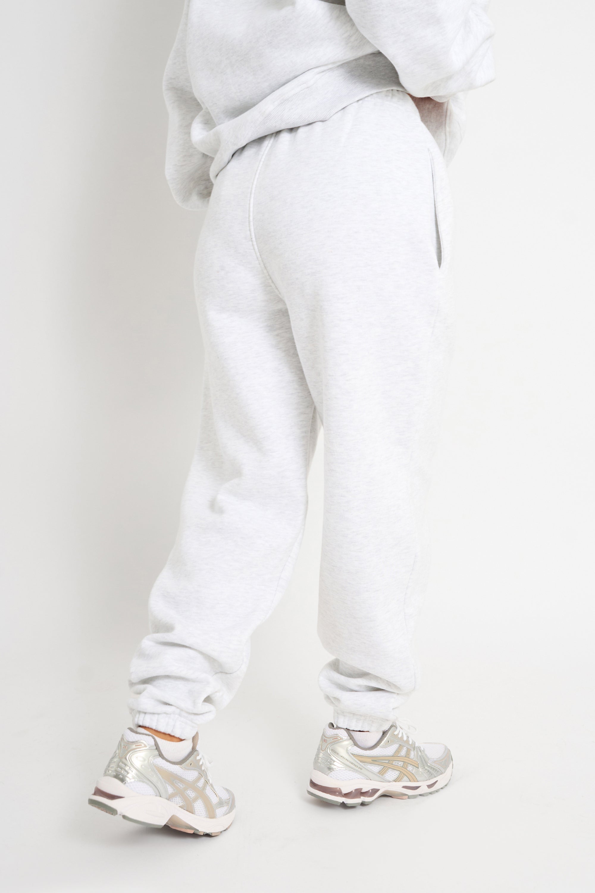 Kaiia Logo Cuffed Joggers Light Grey Marl & Forest Green